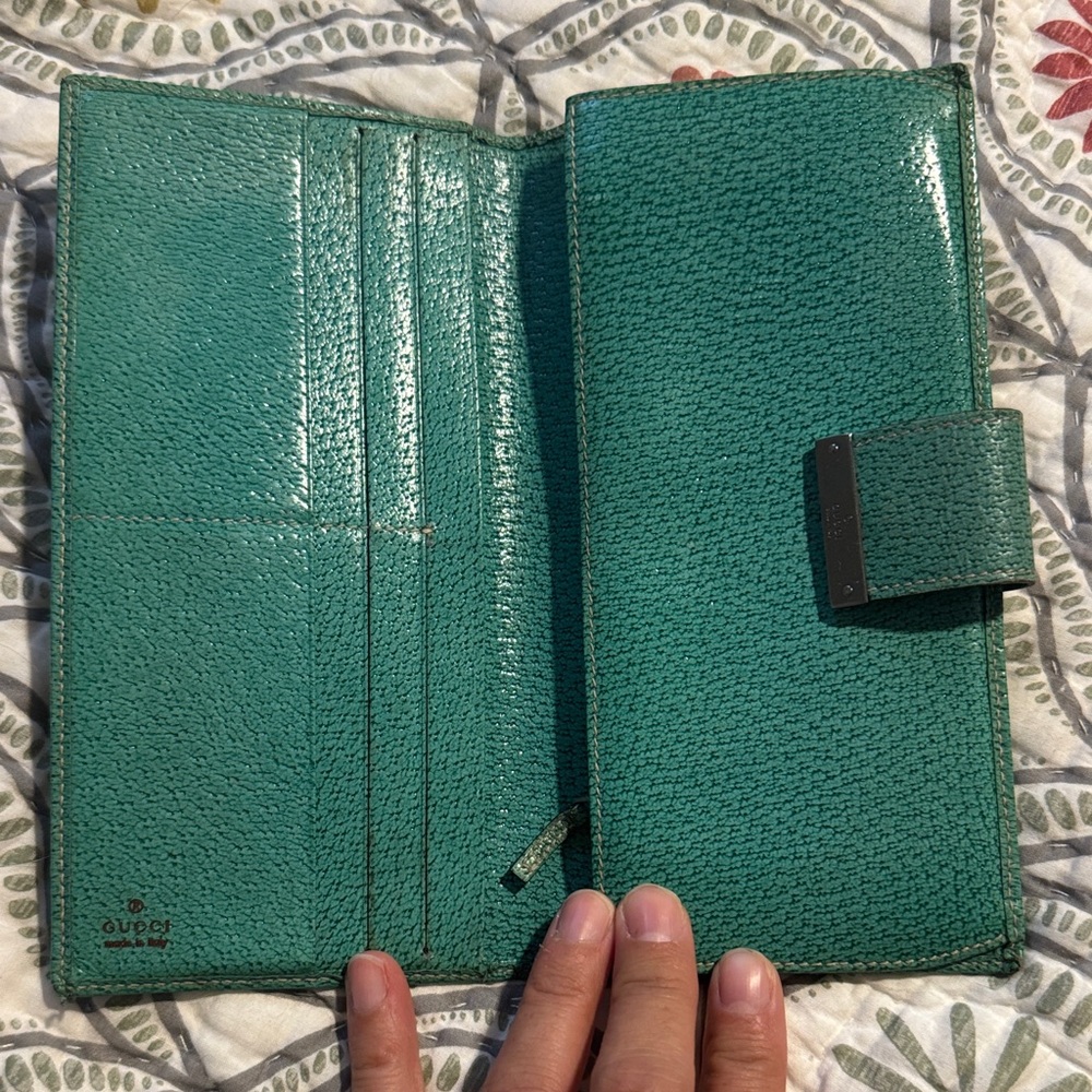 Brown and Green Patterned Wallet - Picture 2 of 3